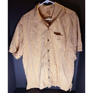 Tommy Bahama Silk Mens M Creamsicle Palm Tree Floral Hawaiian Shirt